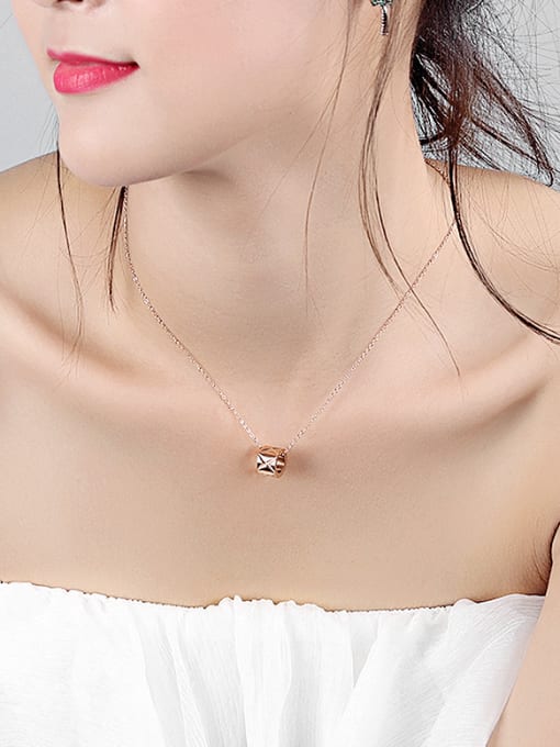 Open Sky Simple Little Ring Rose Gold Plated Titanium Necklace 1