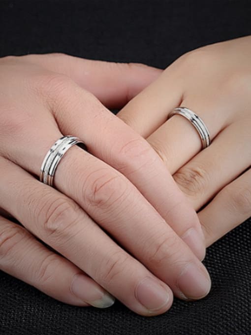 Open Sky Simple Titanium Smooth Lovers Ring 1
