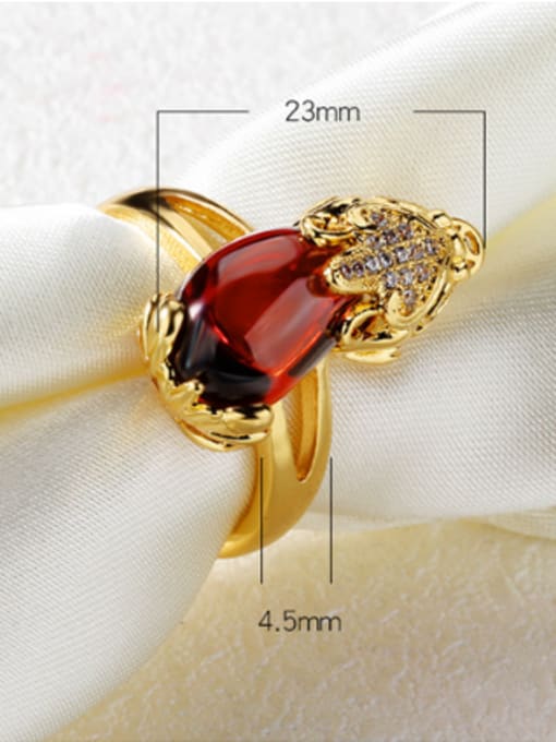 Open Sky 24K Gold Plated Red Carnelian Personalized Ring 2