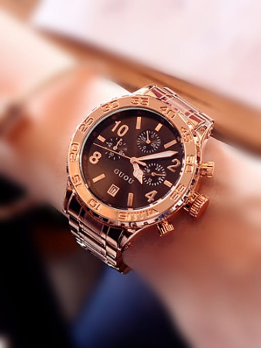 black GUOU Brand Luxury Chronograph Unisex Watch