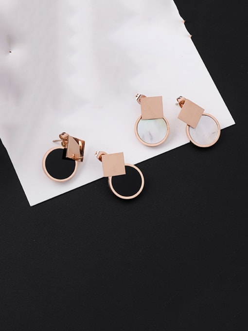 Girlhood Stainless Steel With Rose Gold Plated Personality Geometric Stud Earrings 1