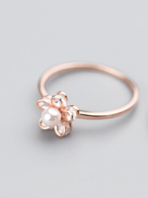 Rose Gold Elegant Rose Gold Plated Shell Flower Shaped S925 Silver Ring
