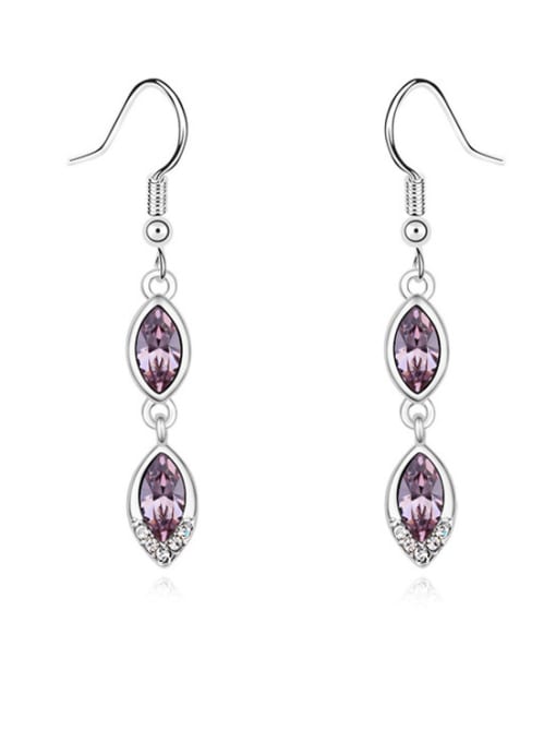 purple Simple Marquise austrian Crystals Drop Earrings