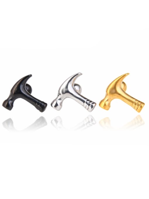 BSL Stainless Steel With Gold Plated Personality Irregular hammer Stud Earrings 0