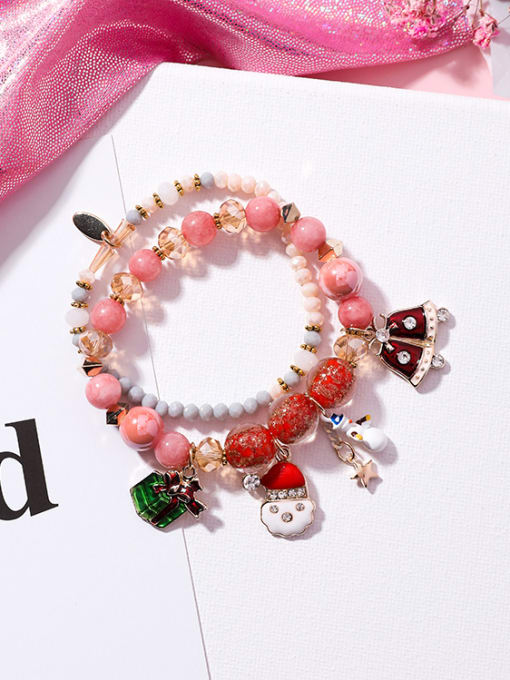 Girlhood Alloy With Fresh and Sweet Santa Claus Bell Snowman Double Bracelet 1