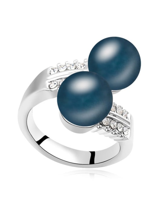 QIANZI Exaggerated Imitation Pearls Crystals Alloy Ring 1