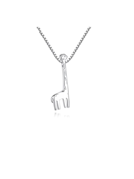 CCUI 925 Sterling Silver With Platinum Plated Simplistic Long Deer  Necklaces 0