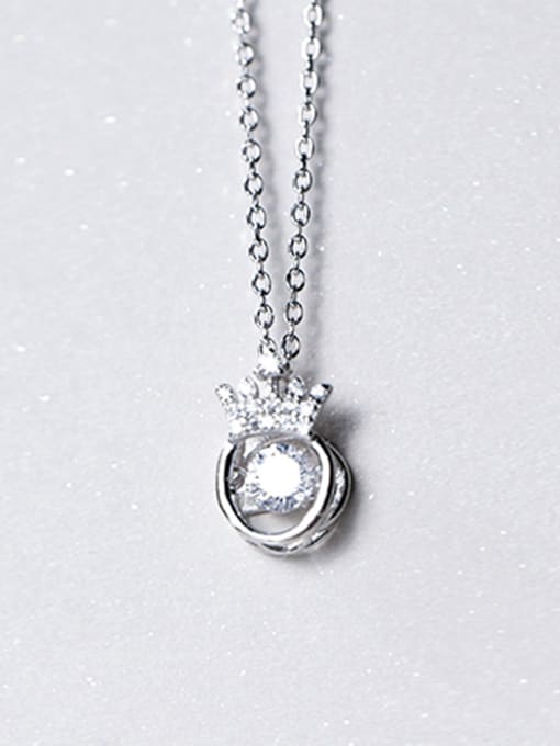 Rosh Fresh Crown Shaped Rhinestone S925 Silver Necklace 0