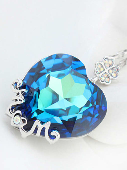 QIANZI Fashion Royal Blue Heart austrian Crystal Pendant Alloy Necklace 1