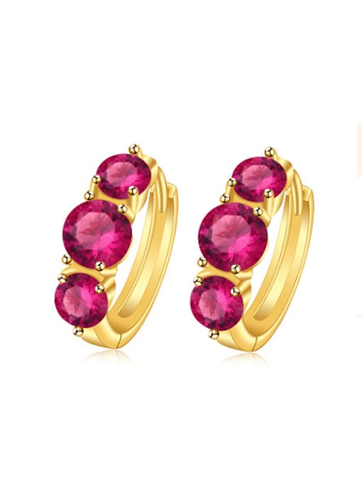 Red Copper Alloy 24K Gold Plated Fashion Artificial Zircon Clip clip on earring