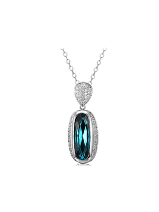 blue 2018 Copper Alloy White Gold Plated Fashion Crystal Necklace
