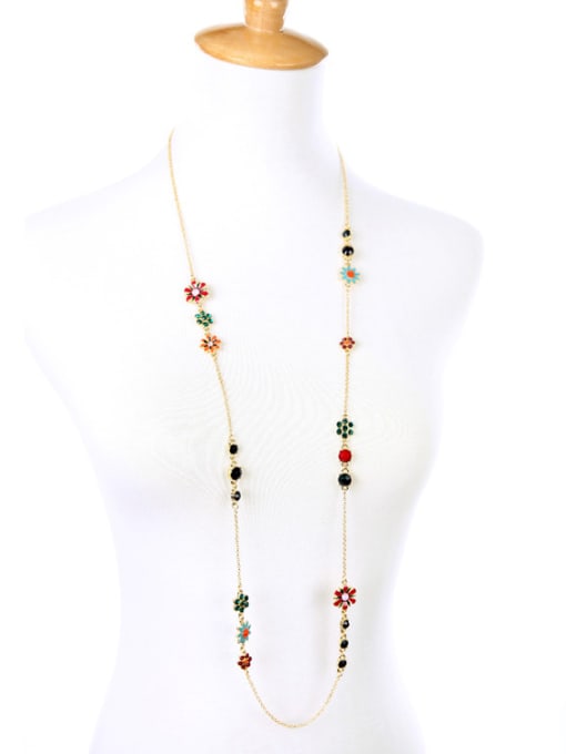 KM Colorful Simple Long Alloy Necklace 1