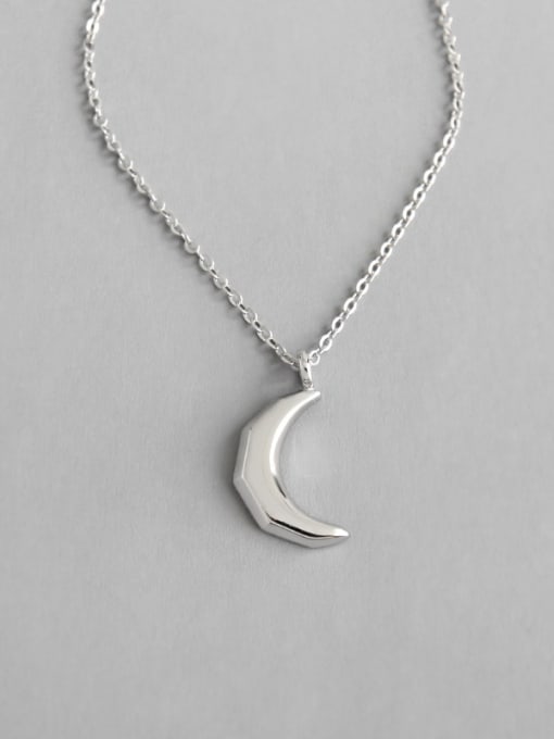 DAKA 925 Sterling Silver With Platinum Plated Simplistic Moon Necklaces 2
