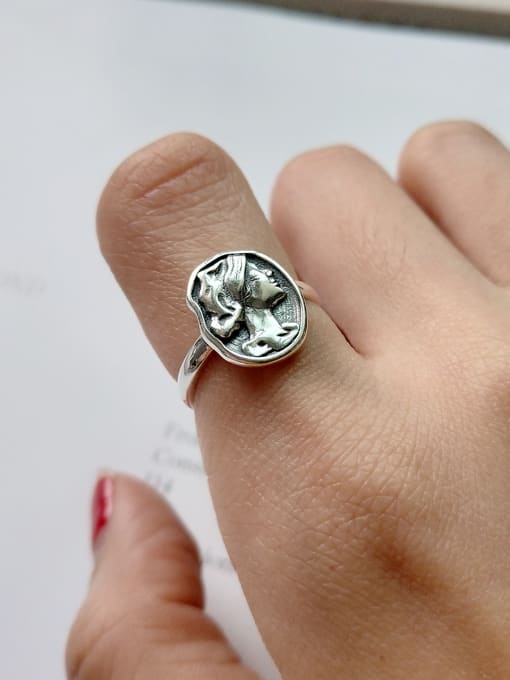 Boomer Cat Sterling Silver Antique portrait ring 1