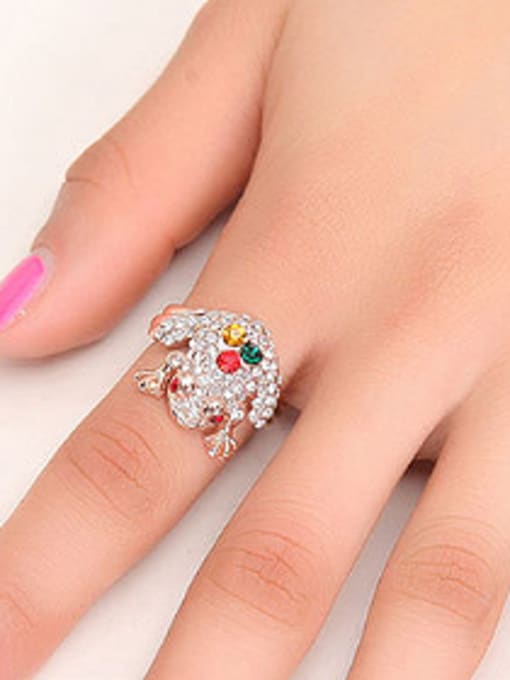 Wei Jia Personalized Rose Gold Plated Frog Cubic Rhinestones Alloy Ring 1