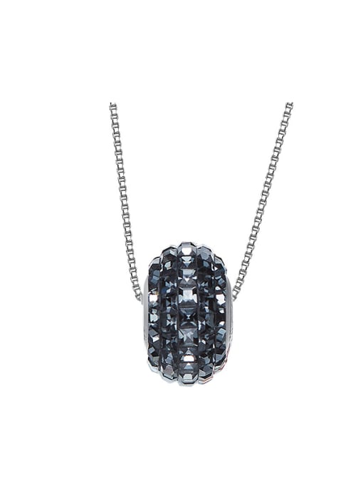 Black Simple austrian Crystals Oblate Bead Necklace