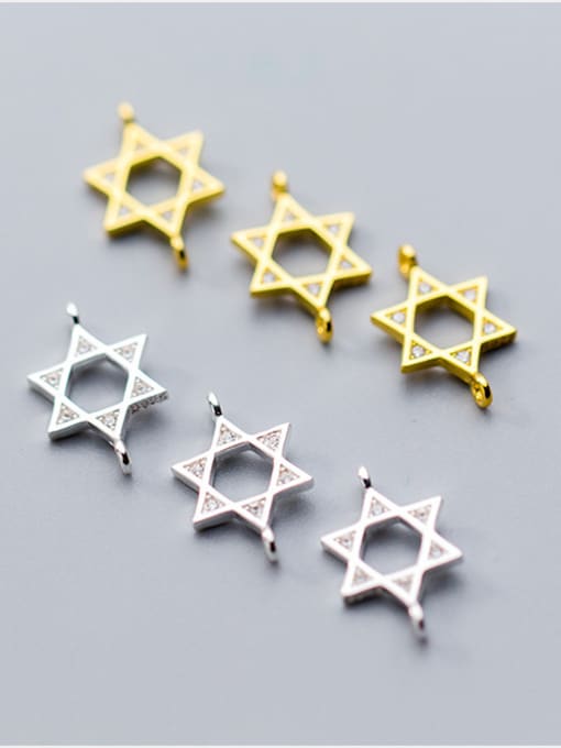 FAN 925 Sterling Silver With 18k Gold Plated Simplistic Geometric Connectors 2