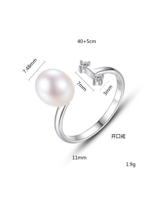 CCUI Pure silver freshwater pearl minimalist  free size ring 4