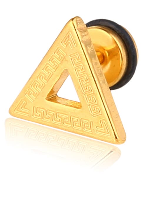 Golden Stainless Steel With Black Gun Plated Simplistic Triangle Stud Earrings