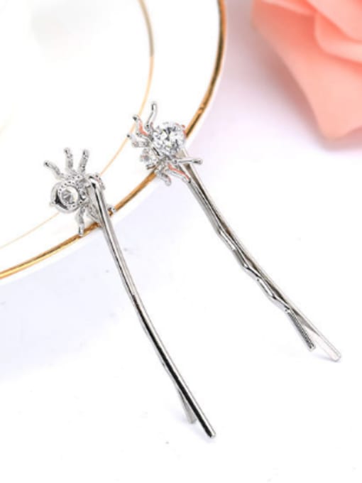 Wei Jia Simple Cubic Zircon-studded Little Spider Copper Hairpin 1