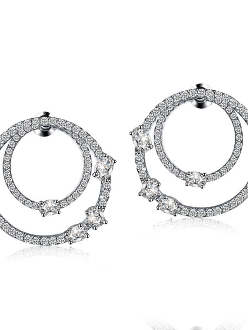 White Fashionable temperament circle and micro-inlay AAA zircon earring