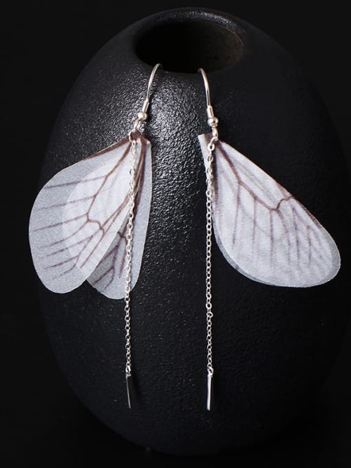 SILVER MI Insect Wing Personality Fringe drop earring 2