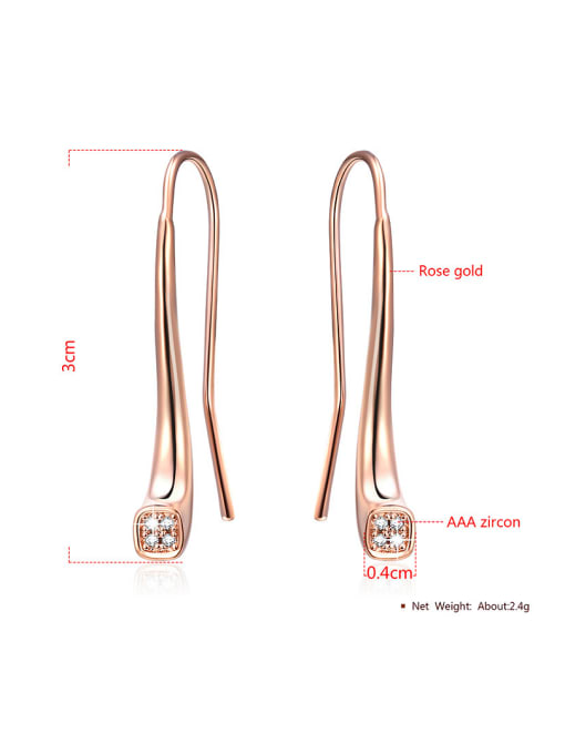 earrings Fashion Rose Gold Plated AAA Zircon Geometric Two Pieces Jewelry Set