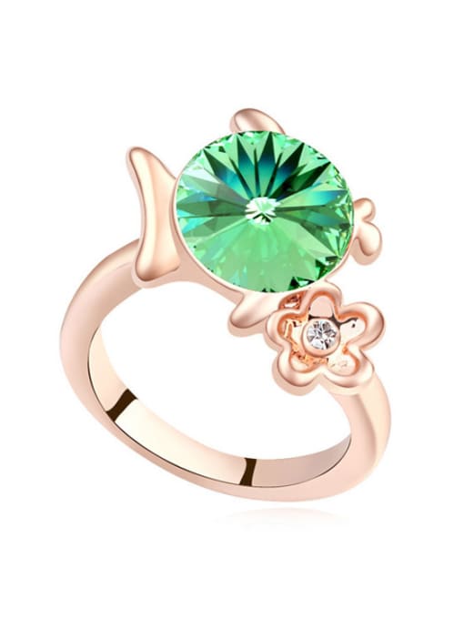 green Fashion Cubic austrian Crystal Flower Alloy Ring