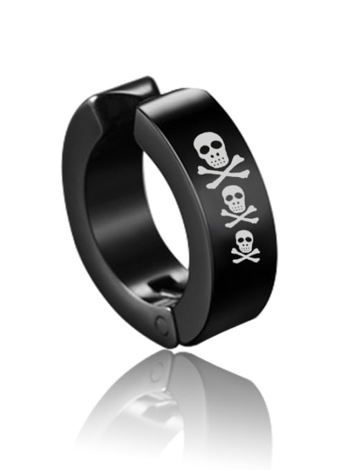 Skull A Stainless Steel With Black Gun Plated Simplistic Geometric Clip On Earrings