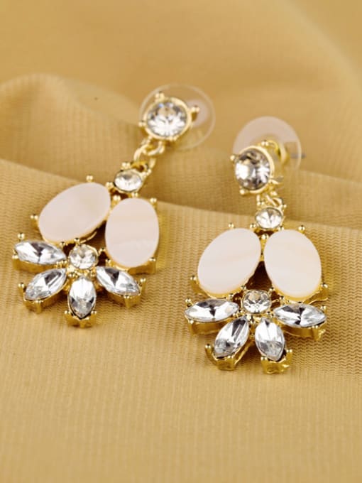 KM Alloy Flower Artificial Gemstones Drop Chandelier earring 2