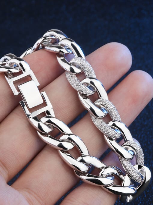 Platinum Copper With Rhinestone Classic Geometric Bracelets