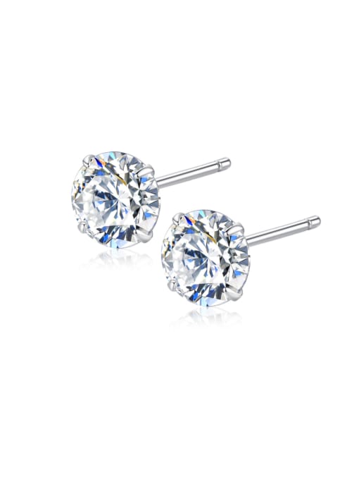 CCUI Sterling silver simple four-claw punching piece 3mm 4mm 5mm 6mm zircon earrings