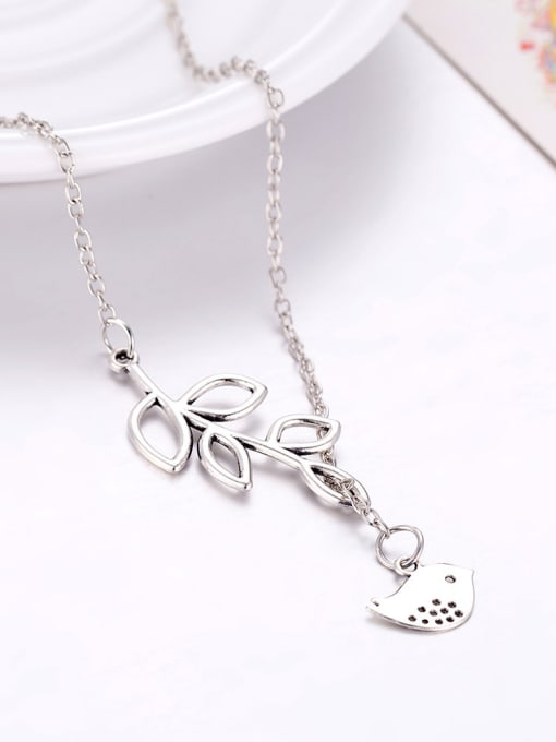 OUXI Simple Little Bird Leaves Necklace 2