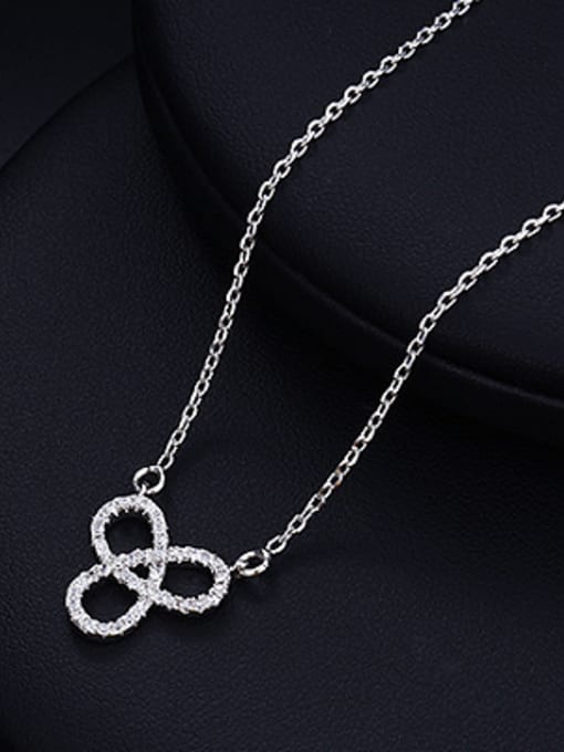 XP 2018 Copper Alloy White Gold Plated Simple style Zircon Necklace 1