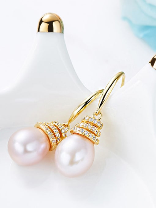 CEIDAI Elegant Freshwater Pearl Cubic Zirconias 925 Silver Earrings 2