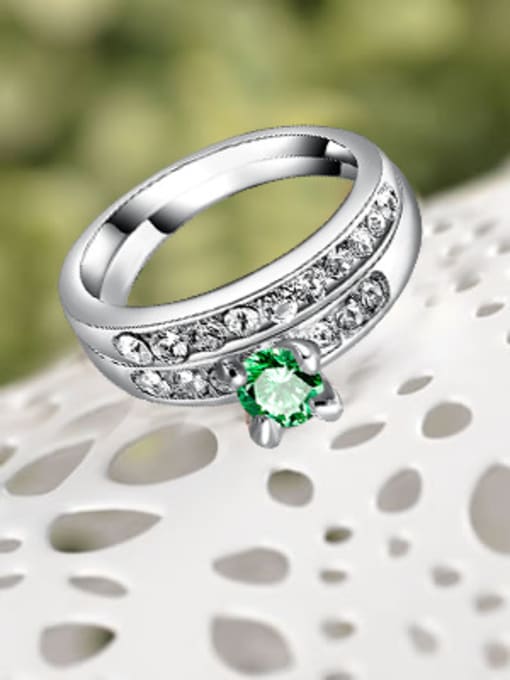 Ronaldo Elegant Green Zircon Platinum Plated Ring 1