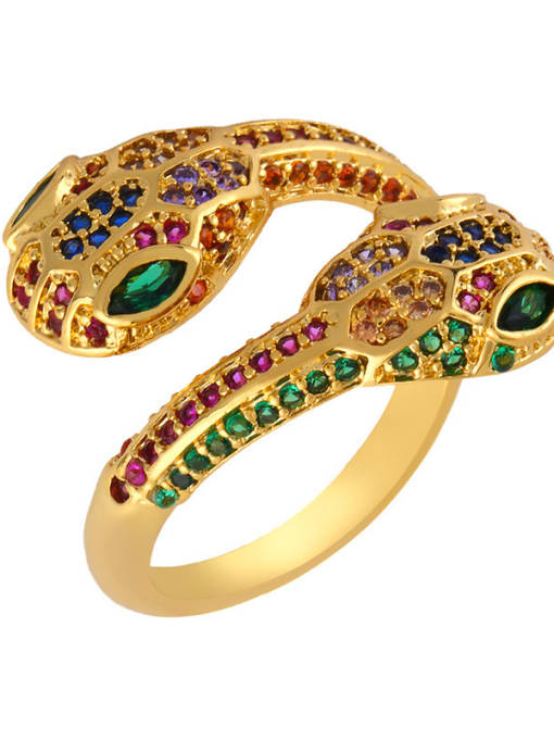 color Copper With  Cubic Zirconia Exaggerated Animal Snake Statement Rings