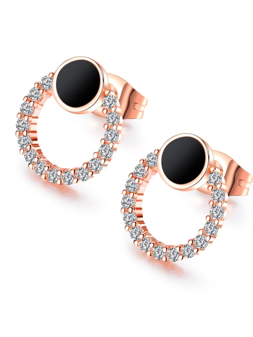 rose  gold Stainless Steel With Rose Gold Plated Fashion Round Earrings