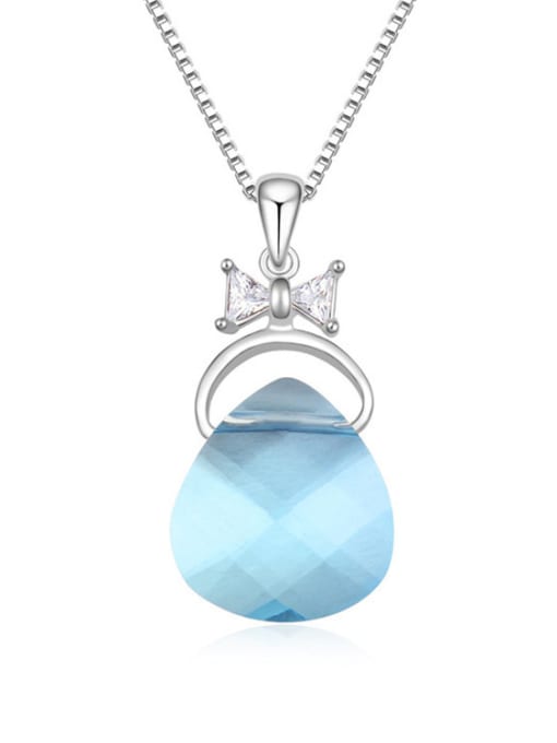 blue Simple Water Drop austrian Crystals Little Bowknot Alloy Necklace