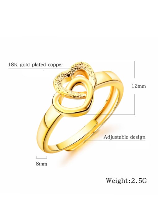 Open Sky Copper With 18k Gold Plated Fashion Heart Wedding Rings 2