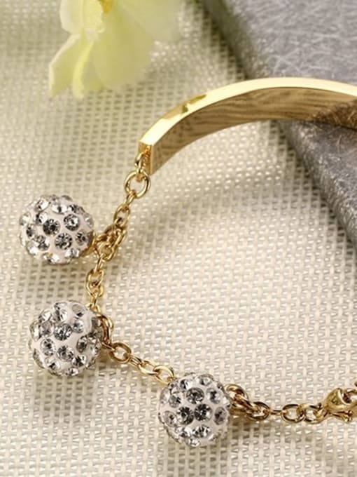 CONG Temperament Gold Plated Geometric Shaped Rhinestone Bangle 1