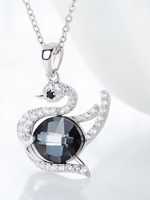 CEIDAI Fashion Shiny austrian Crystals-covered Swan 925 Silver Pendant 2