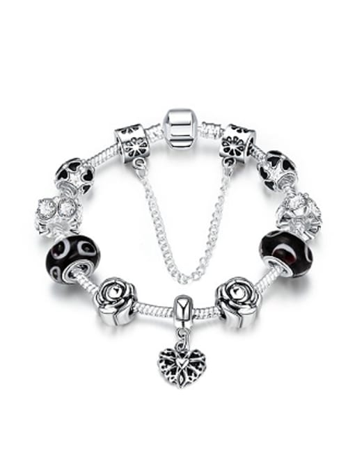 OUXI Retro Decorations Black Glass Beads Bracelet 0