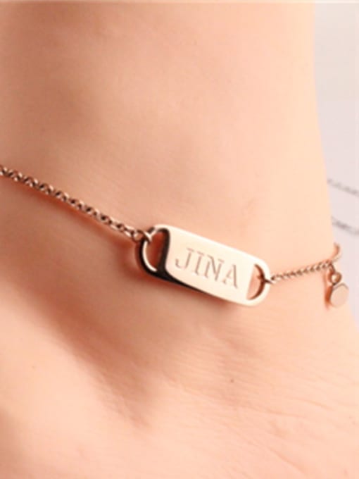 GROSE Letters Engraved Smooth Simple Anklet 1