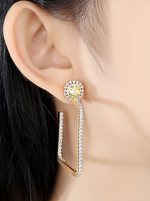 BLING SU Copper With Cubic Zirconia Simplistic Geometric Drop Earrings 1