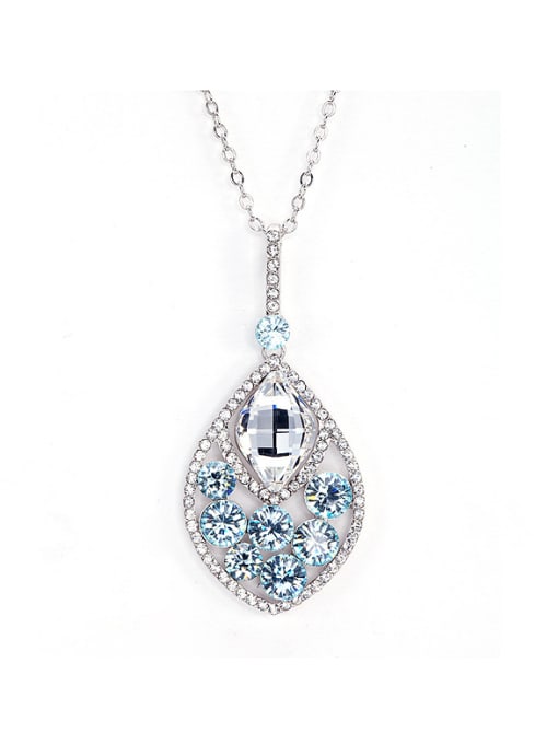 blue Water Drop Shaped Crystal Necklace