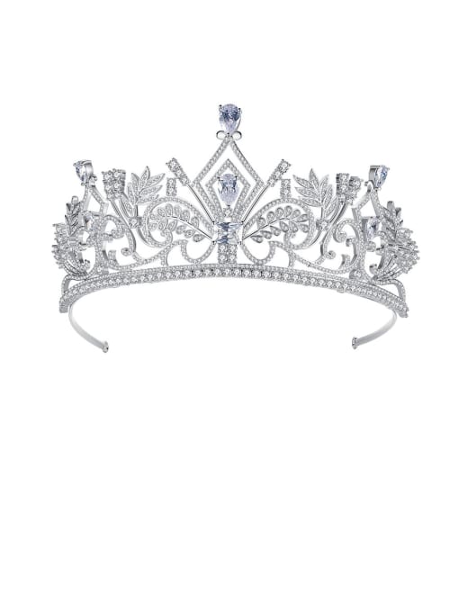 BLING SU Copper With Platinum Plated Delicate Crown Tiaras & Crowns 0