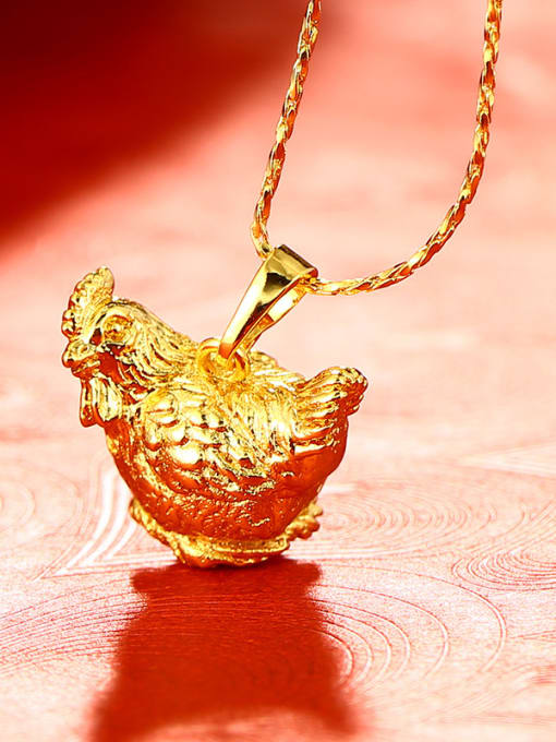 XP Copper Alloy 24K Gold Plated Ethnic style Zodiac Rooster Necklace 2