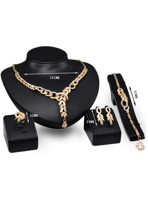 BESTIE Alloy Imitation-gold Plated Fashion Leaf-shaped Four Pieces Jewelry Set 2