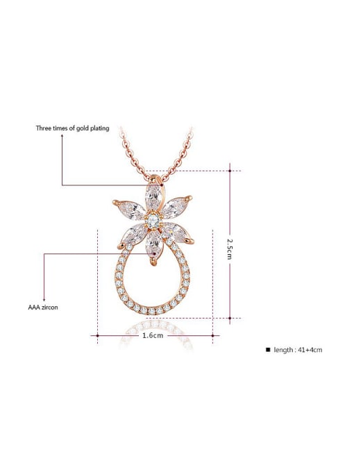 Ronaldo Trendy Rose Gold Plated Flower Shaped AAA Zircon Two Pieces Jewelry Set 1